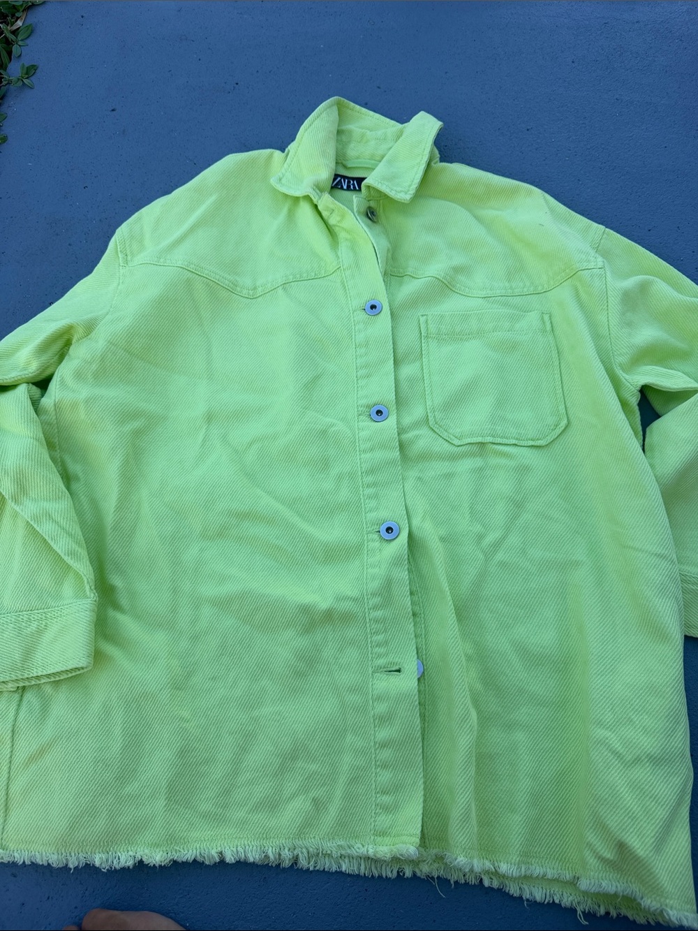 Zara Men's Neon Lime Button-Down Overshirt